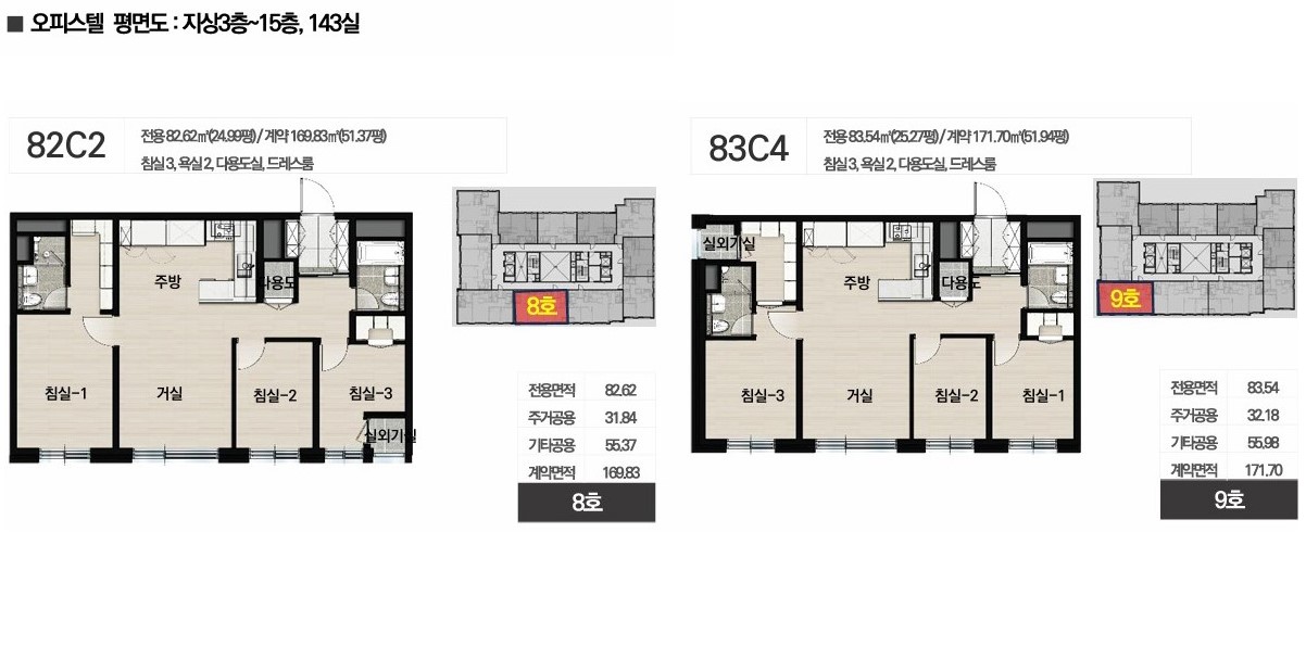 힐스테이트 안양 펠루스 오피스텔 평면도 82C2, 83C4